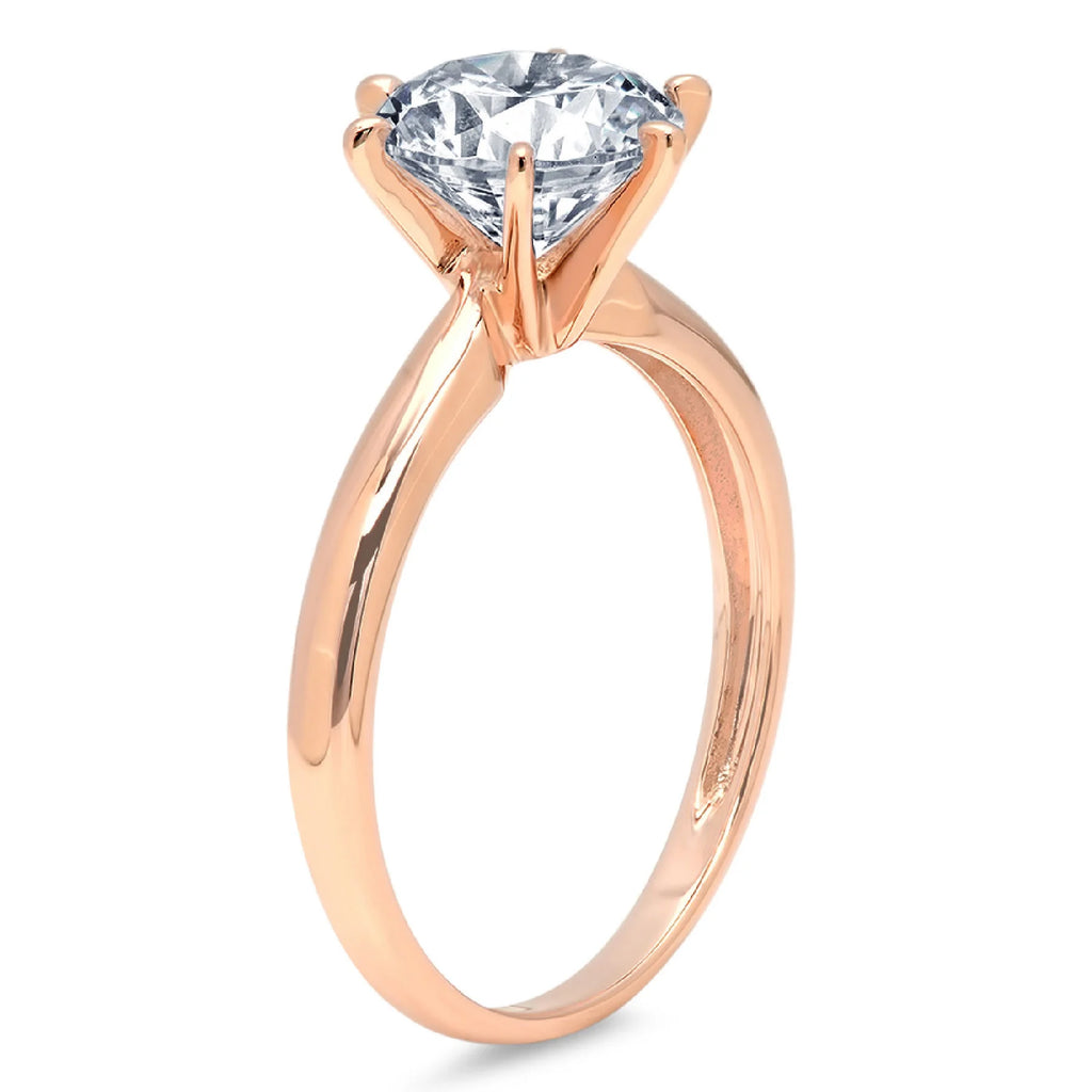 14k Rose Gold Solitaire Ring SZ 10 F382618