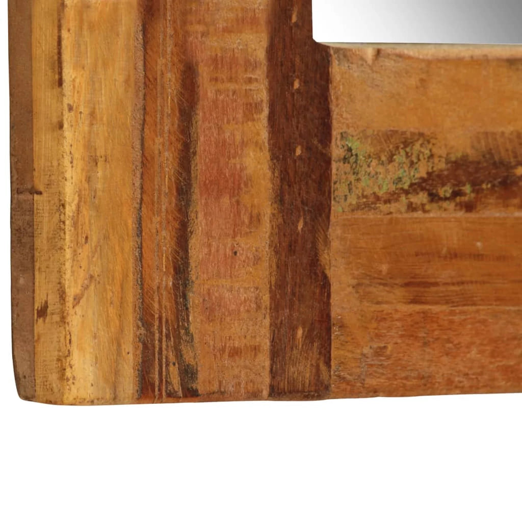 Reclaimed Wood Frame Glass Wall Mirror 23.6 x 23.6 Inches G789159