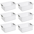 Medium White Plastic Storage Organizer Basket, 6 Pack I3583