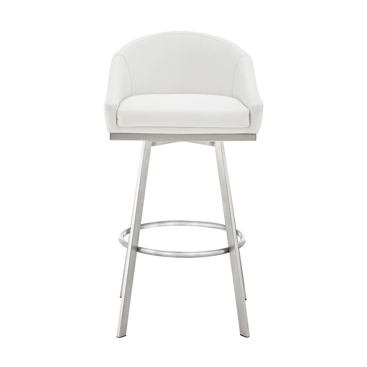 26 Inch Swivel Counter Stool Chair White Faux Leather C593