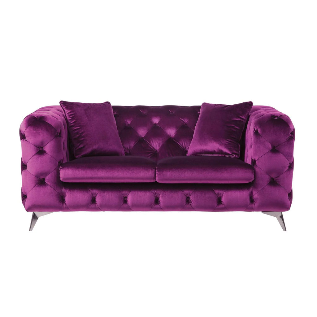 Purple Fabric Loveseat F93827