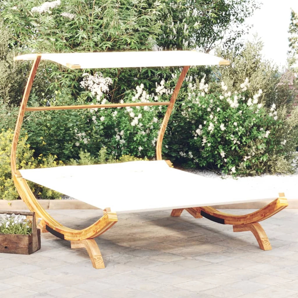 Solid Bent Wood Patio Bed with Canopy S548976