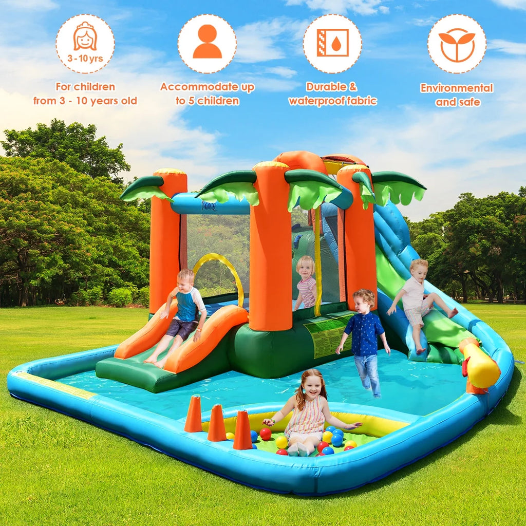 Inflatable Bounce House Kids Water Splash Pool Dual Slide K846