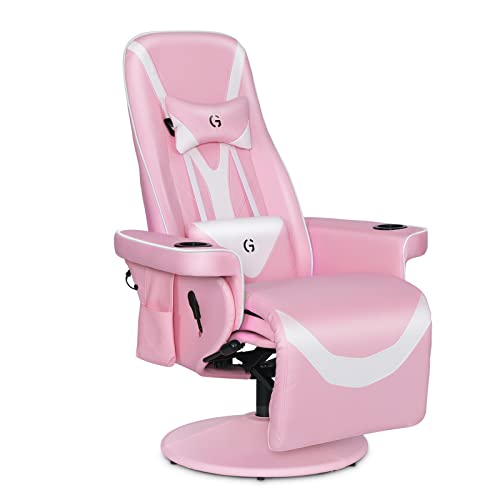 Black White Ergonomic Recliner Gaming Chair with Footrest and Cupholders P227570