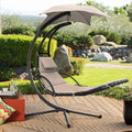 Hanging Curved Chaise Lounge Chair with Pillow, Canopy & Stand O1992