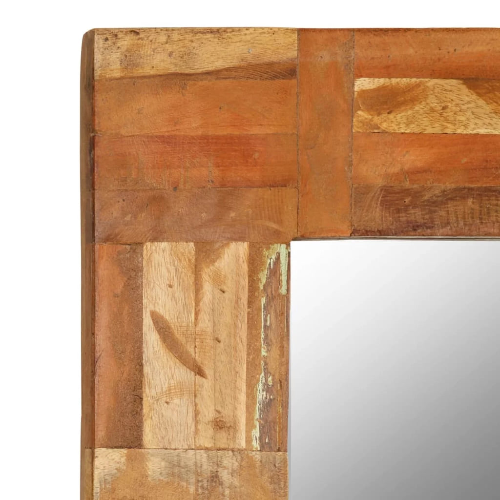 Reclaimed Wood Frame Glass Wall Mirror 23.6 x 23.6 Inches G789159
