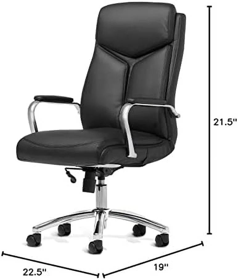 Bonded Leather Executive Rolling Swivel Chair with Chrome Metal Components V810847
