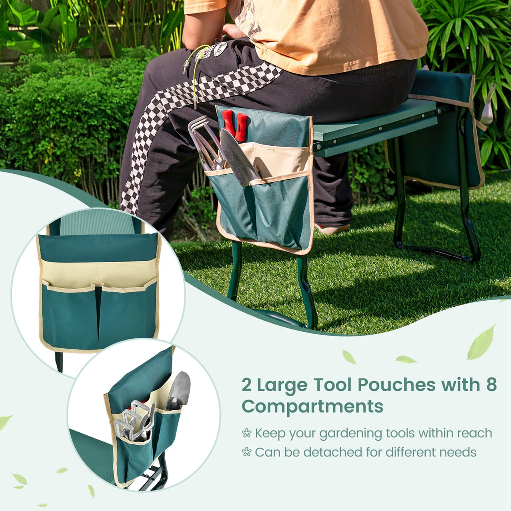 Folding Garden Kneeler Seat Bench with Tool Pouches S756339