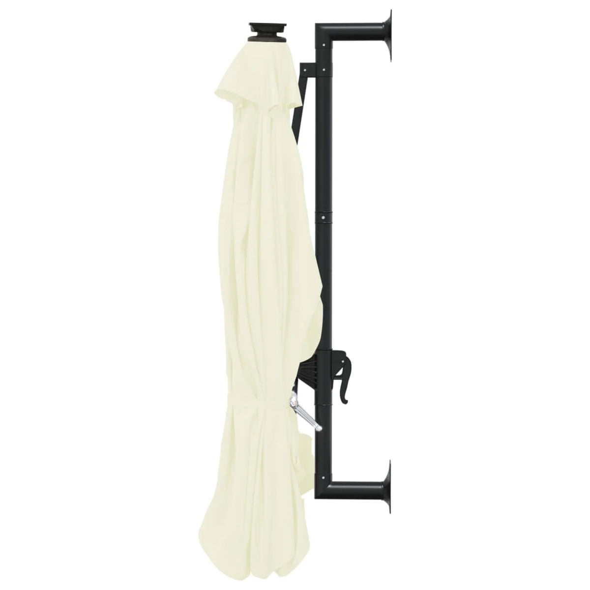 Wall Mounted Parasol with LEDs and Metal Pole Garden Folding Umbrella Sand 118.1 x 51.6 Inches P99650