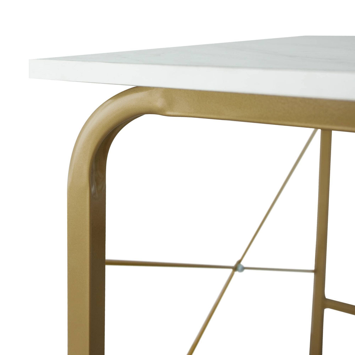 40 inch Faux Marble Top Desk with Brass Frame F13329
