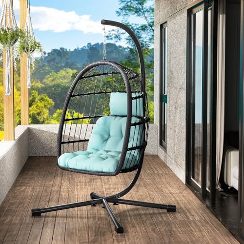 Egg Chair with Stand Rattan Wicker Hanging Swing Hammock Chair U9926