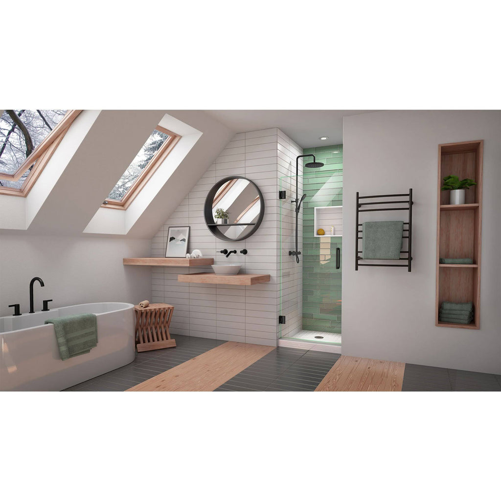 27 in. W x 72 in. H Frameless Hinged Shower Door, Satin Black E860860