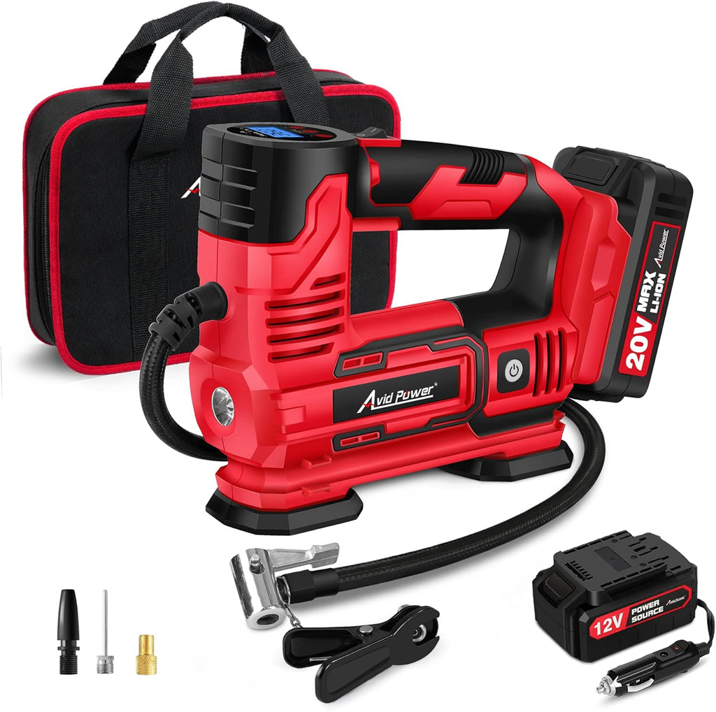 Tire Inflator Portable Air Compressor, 20V Cordless Car Tire Pump, 150PSI Auto Air Pump Pack of 2 K24730