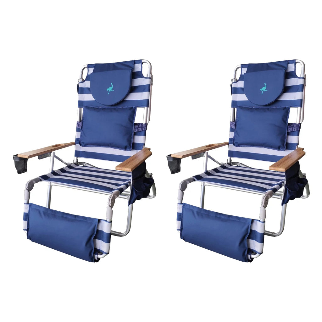 Blue 2 Pack Outdoor Reclining Lounge Chair J726070