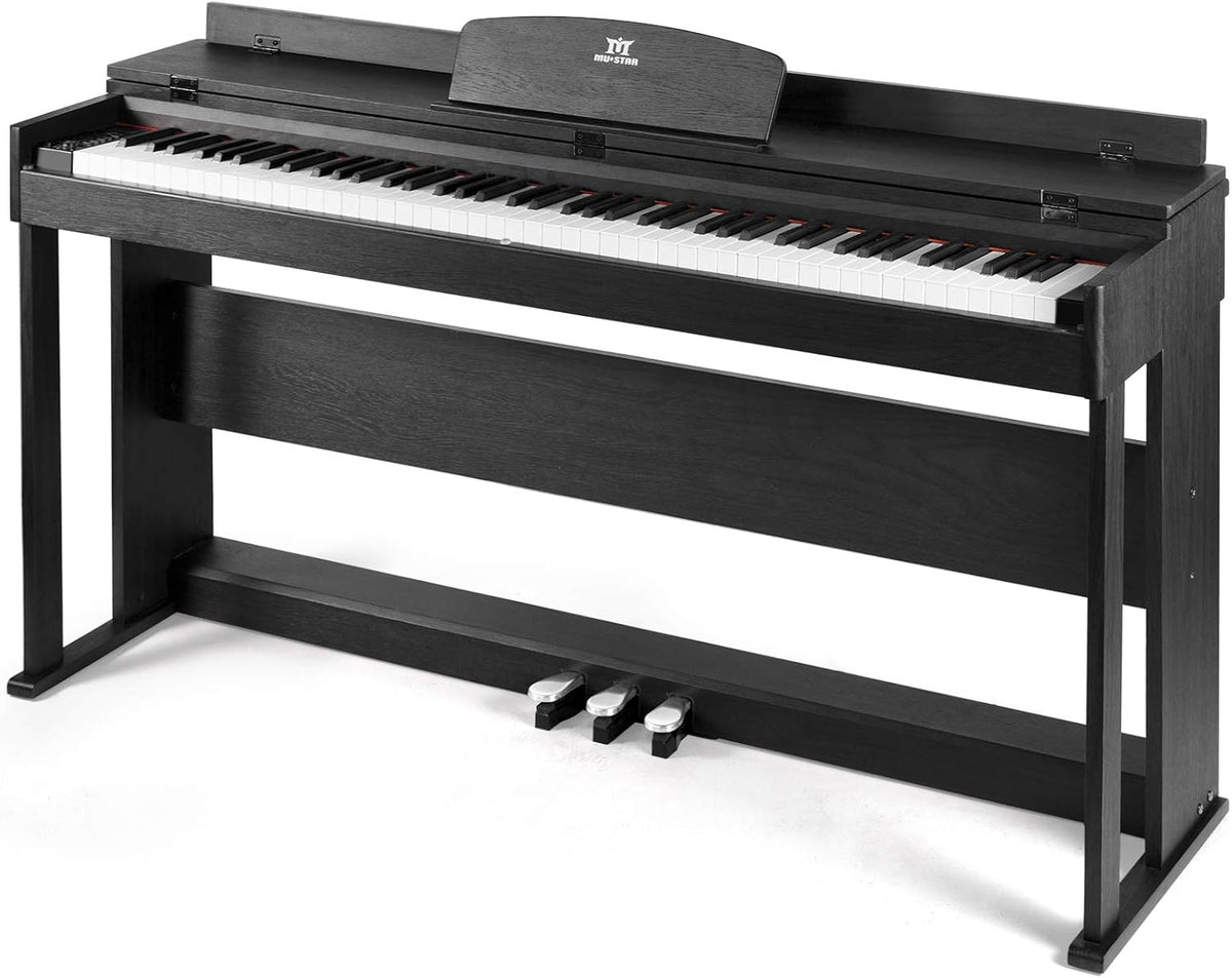 Black 88 Key Weighted Hammer Action Digital Piano with Dual Stereo Speakers, 3 Pedals, Furniture Stand G528