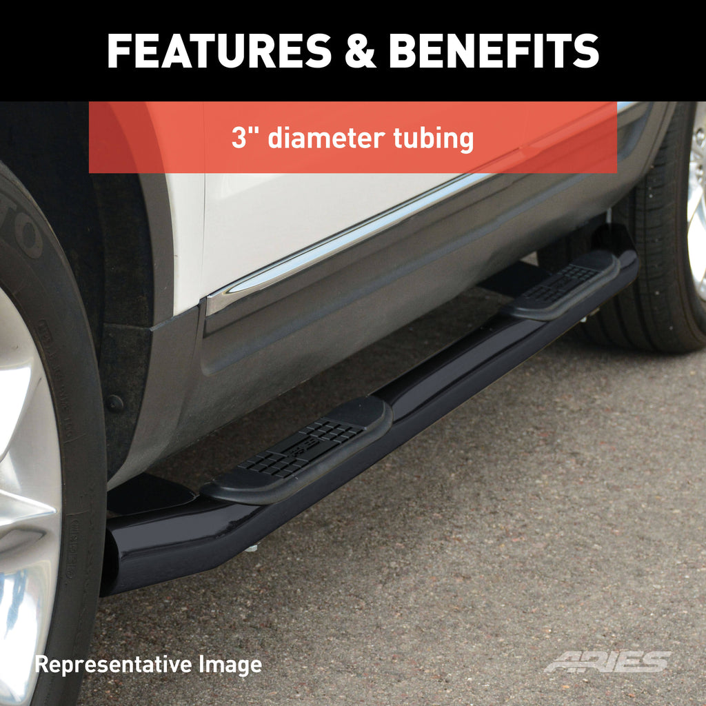 Black 3-Inch Round Side Bars X3250