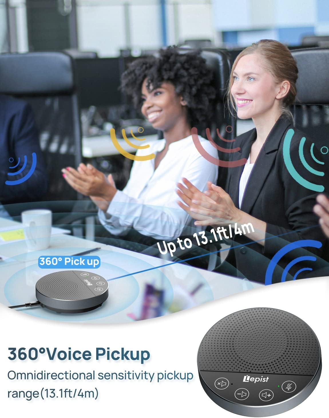 USB Speakerphone with Microphone, 360° Voice Pickup N4316