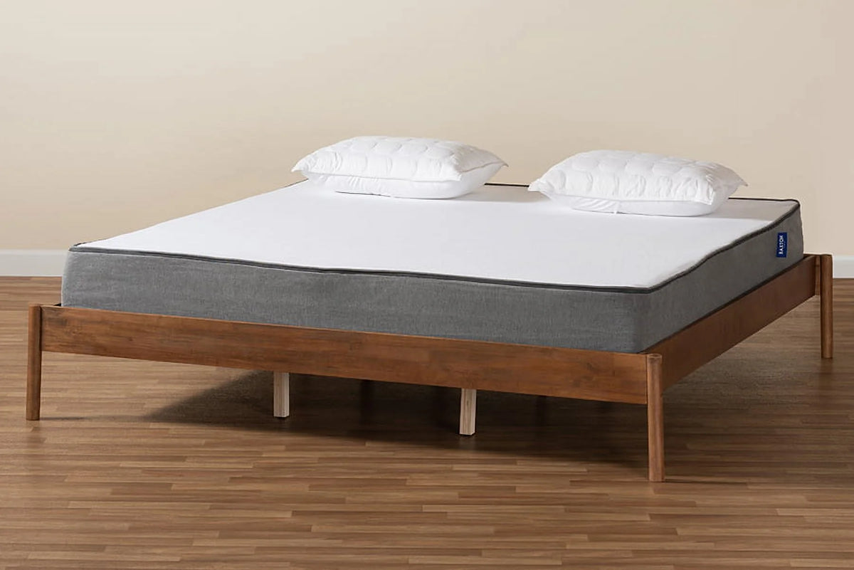 Ash Walnut Finished Wood Queen Size Bed Frame Q172339