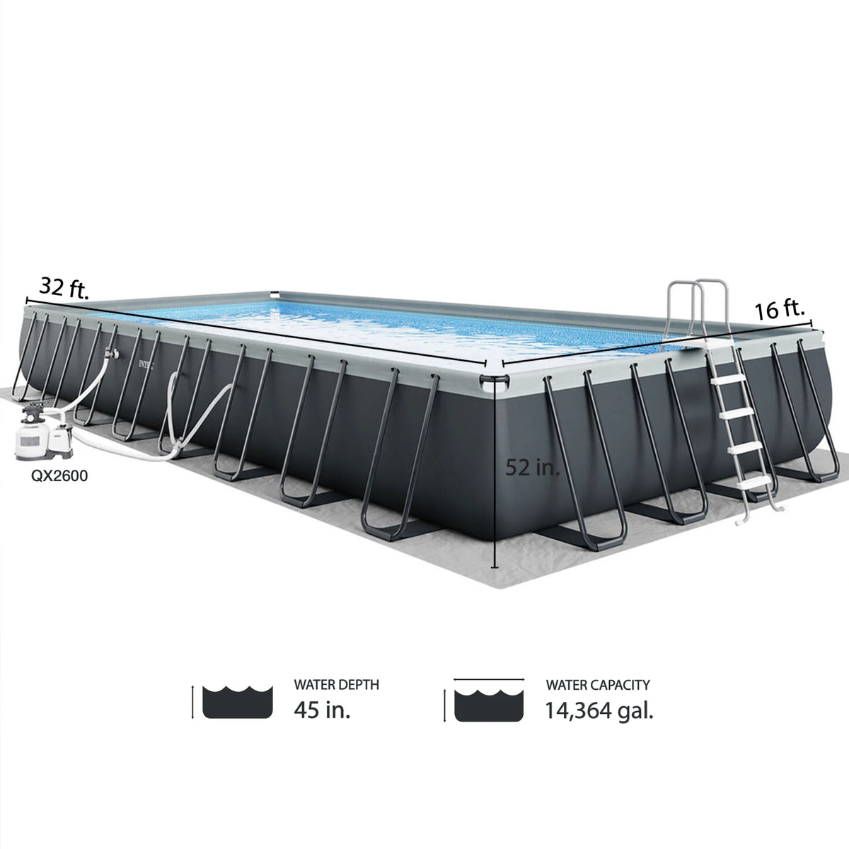 Rectangular Above Ground Swimming Pool Set H24897