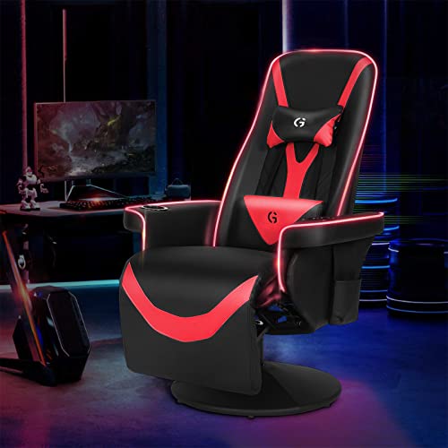 Black White Ergonomic Recliner Gaming Chair with Footrest and Cupholders P227570