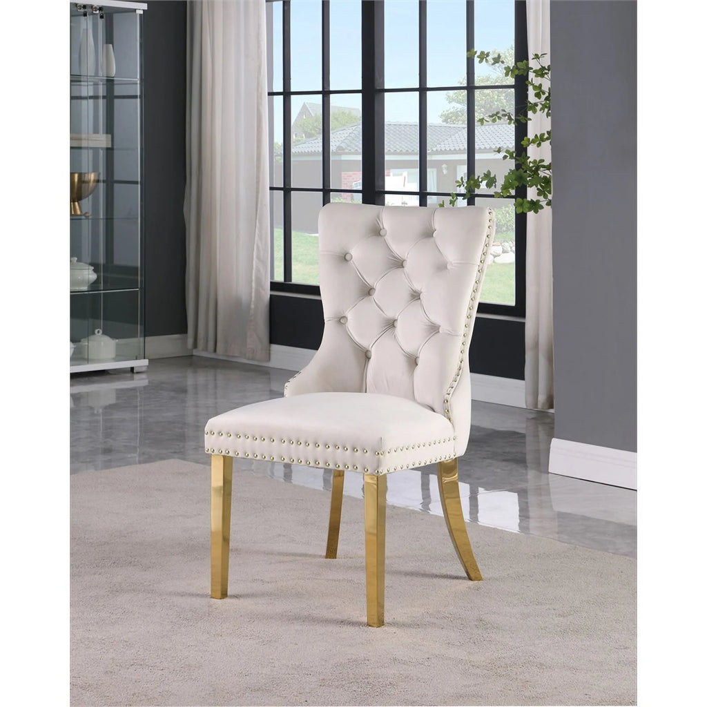 Cream Velvet Dining Chairs Set of 2 Y752
