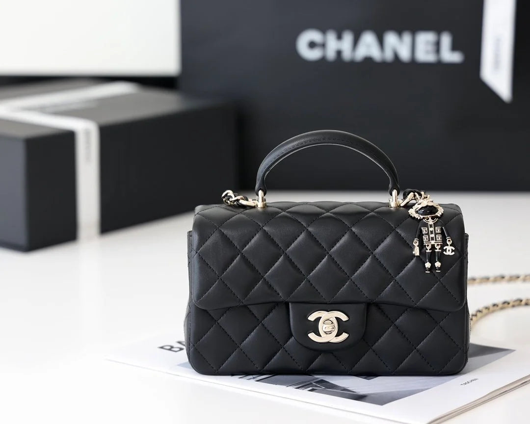 Black Mini Flapbag With Top Handle S103416
