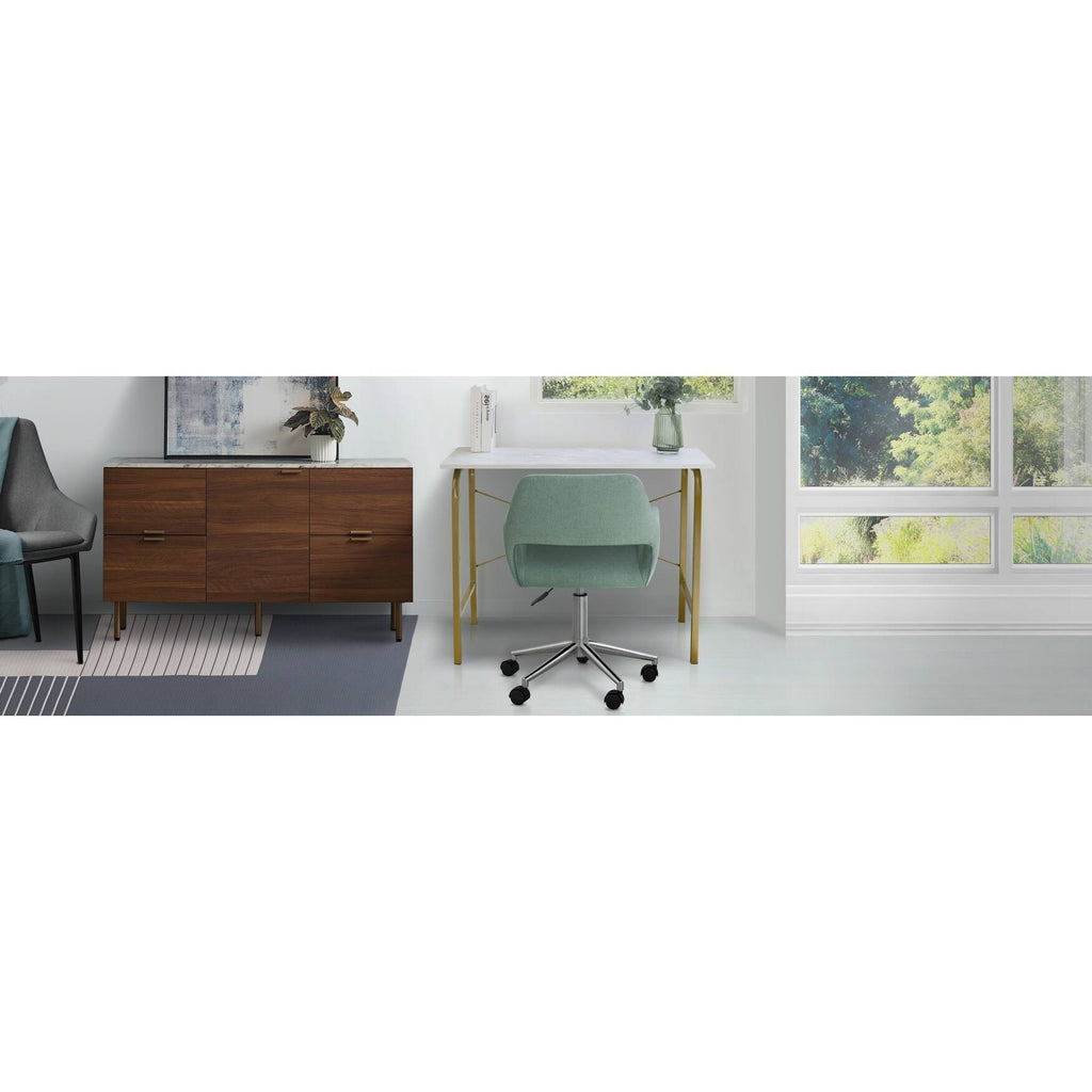 40 inch Faux Marble Top Desk with Brass Frame F13329