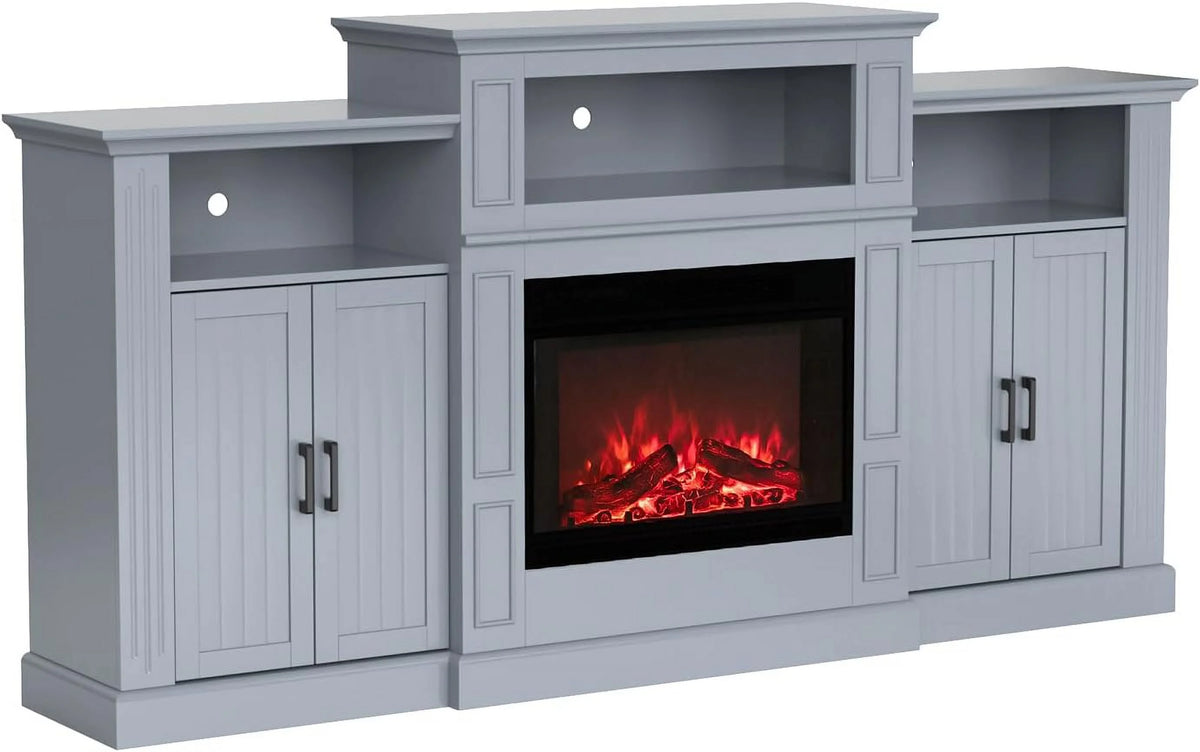 Electric Fireplace with Mantel, 79 inches Fireplace TV Stand Media Console Entertainment Center, Gray A5933
