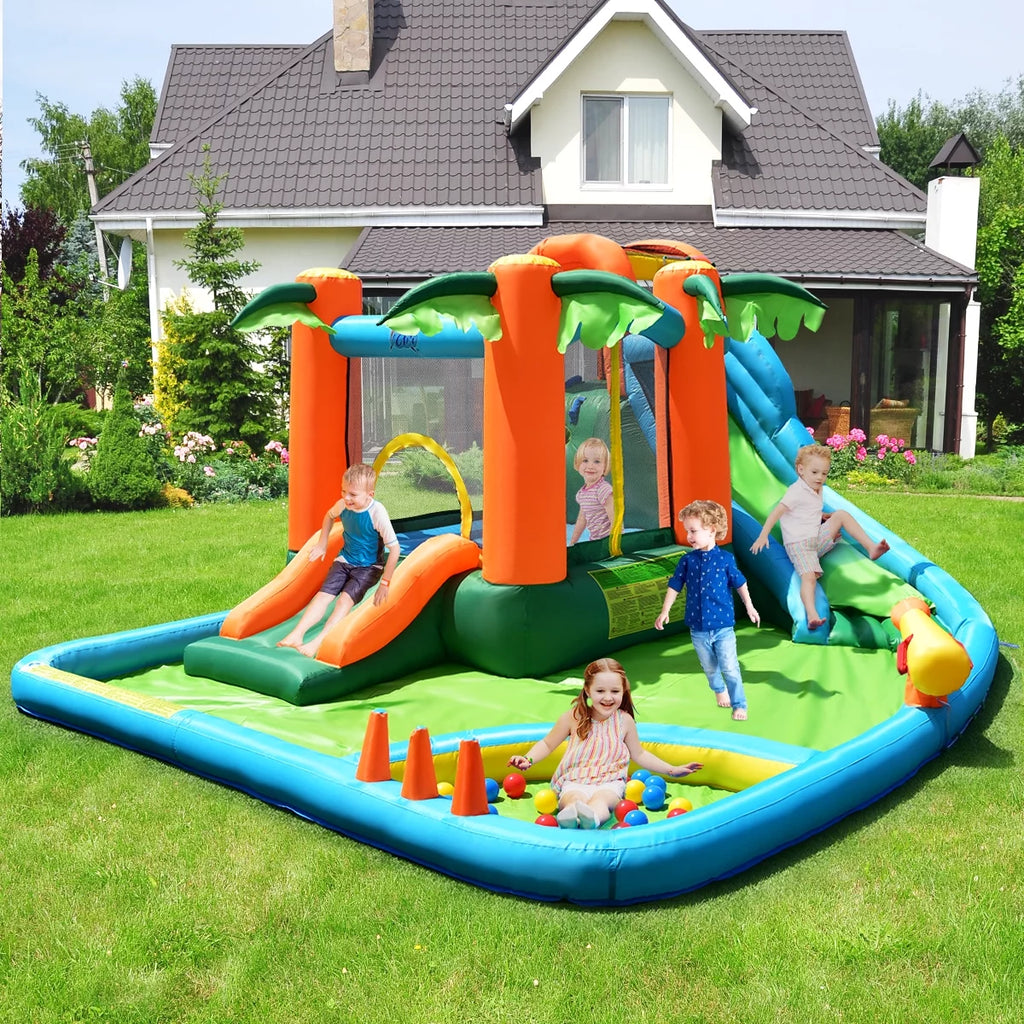 Inflatable Bounce House Kids Water Splash Pool Dual Slide K846